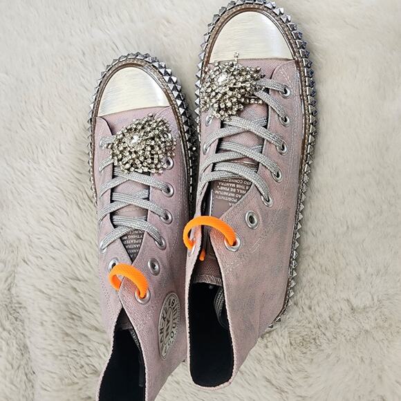 NEW Nan-Ku Couture Free People Cruise Stidded Mellow Mauve Pink High Top Sneaker - Picture 6 of 12